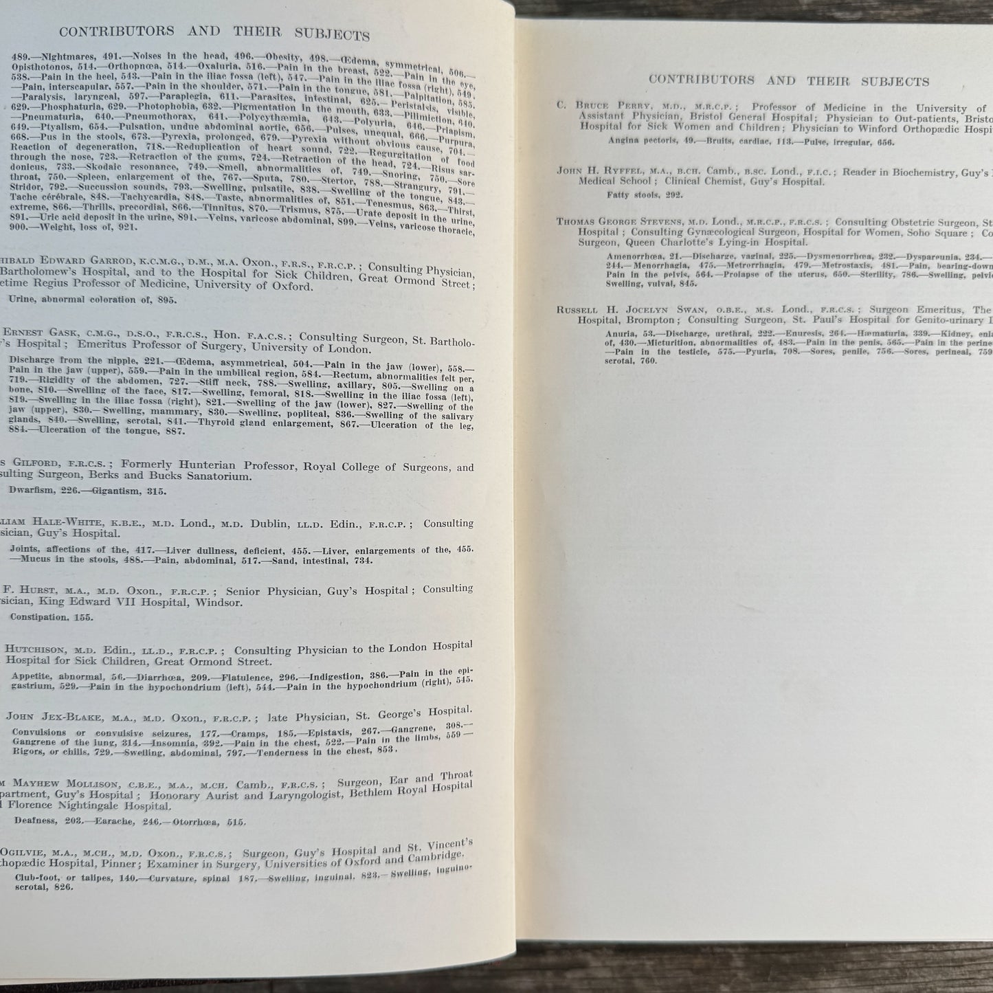An Index of Differential Diagnosis of Main Symptoms, 1936