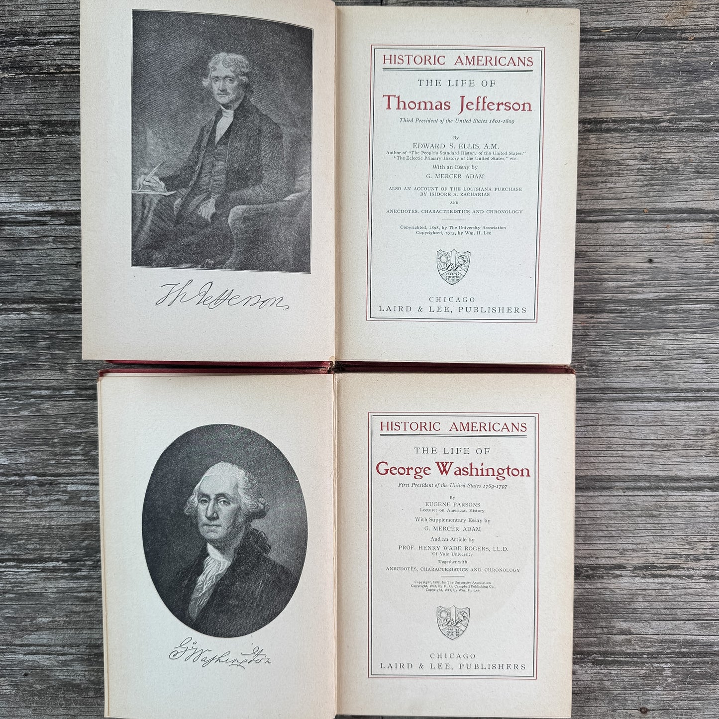 The Life of George Washington & The Life of Thomas Jefferson, Historic Americans Series Set, 1913