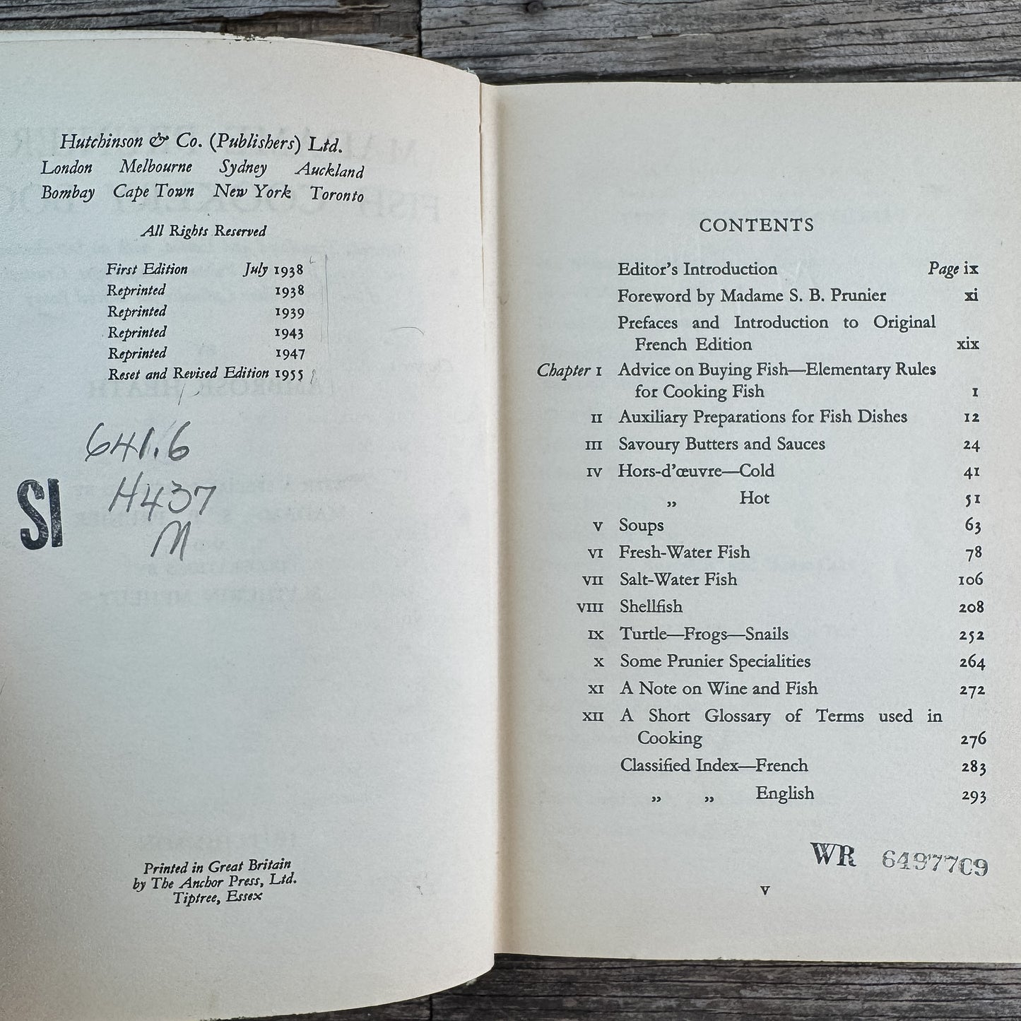 Madame Prunier's Fish Cookery Book, Ambrose Heath, 1955