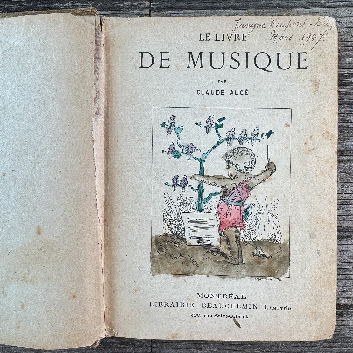 Le Livre de Musique, Claude Augé — French Canadian Music Method