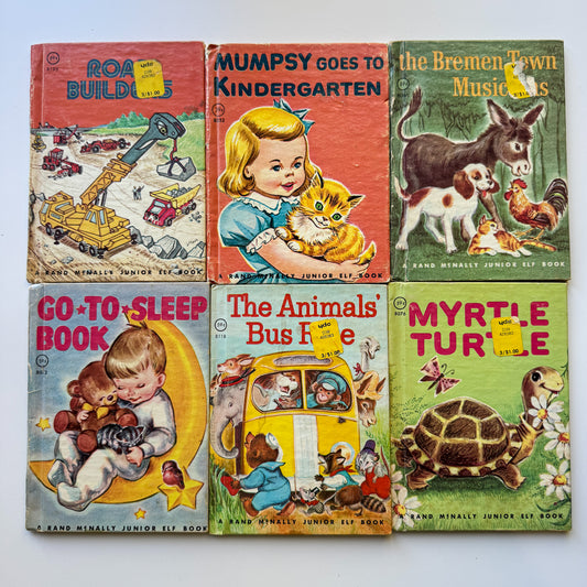 Vintage Rand McNally Junior Elf Books, Mid Century Modern Picture Book Bundle