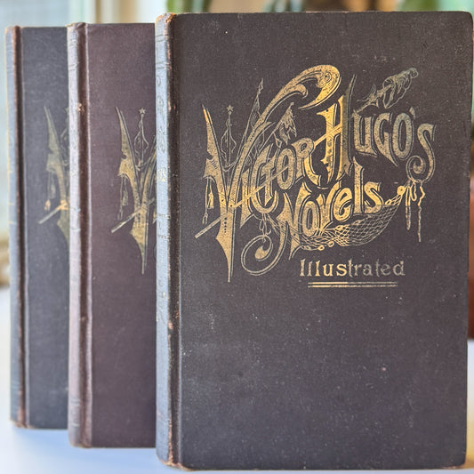 The Works of Victor Hugo, Illustrated, Partial Set, Antique Collier Brown Oversized Hardcovers