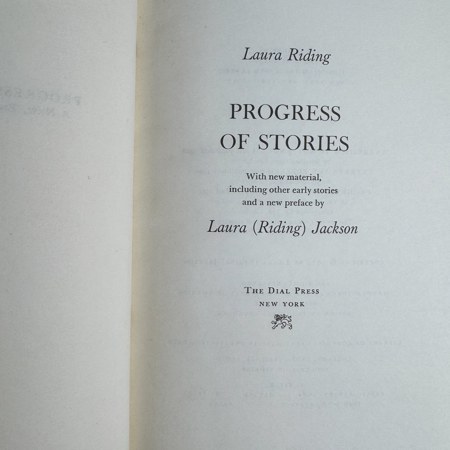 Progress of Stories, Laura Riding, 1982