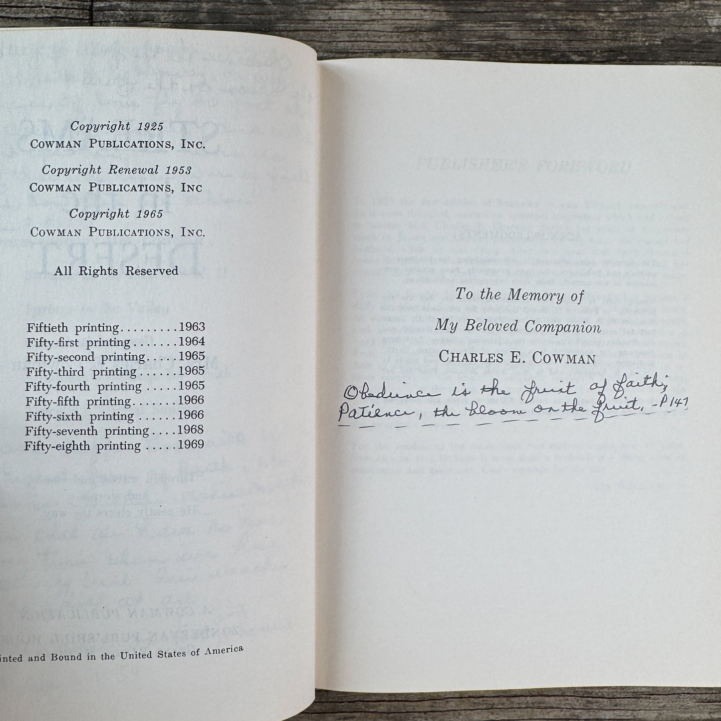 Streams in the Desert, Volume One, Mrs. Charles E. Cowman, 1969 (58th printing)