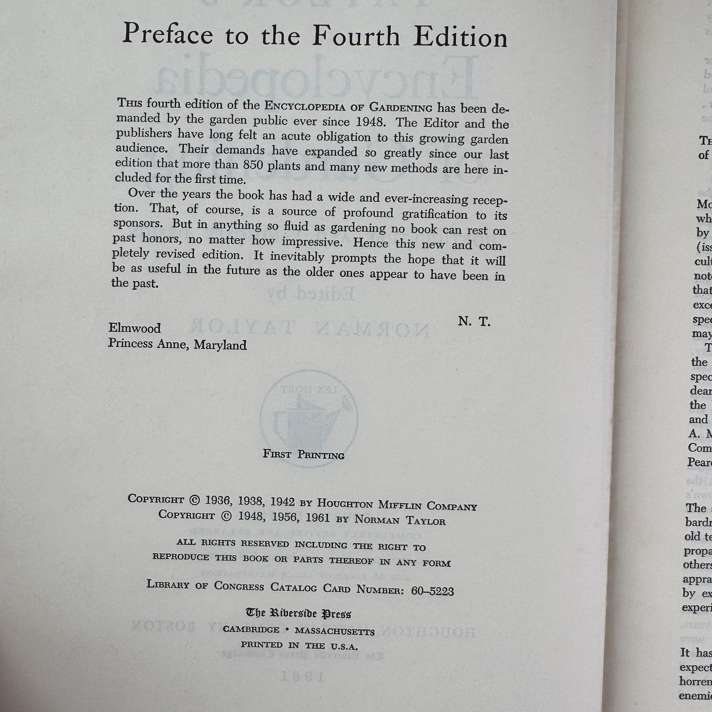 Taylor's Encyclopedia of Gardening (4th Ed.), 1961