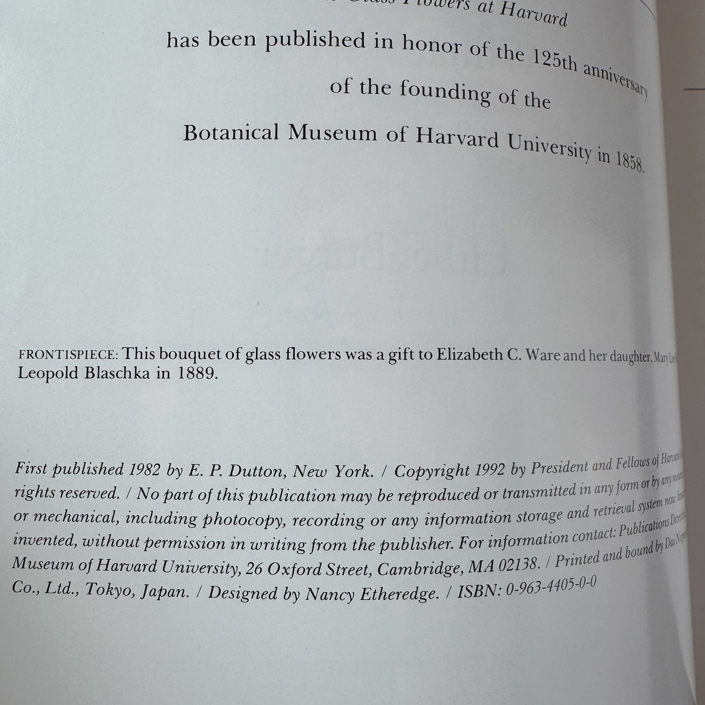 The Glass Flowers at Harvard, Richard Evans Schultes and William A. Davis, 1982