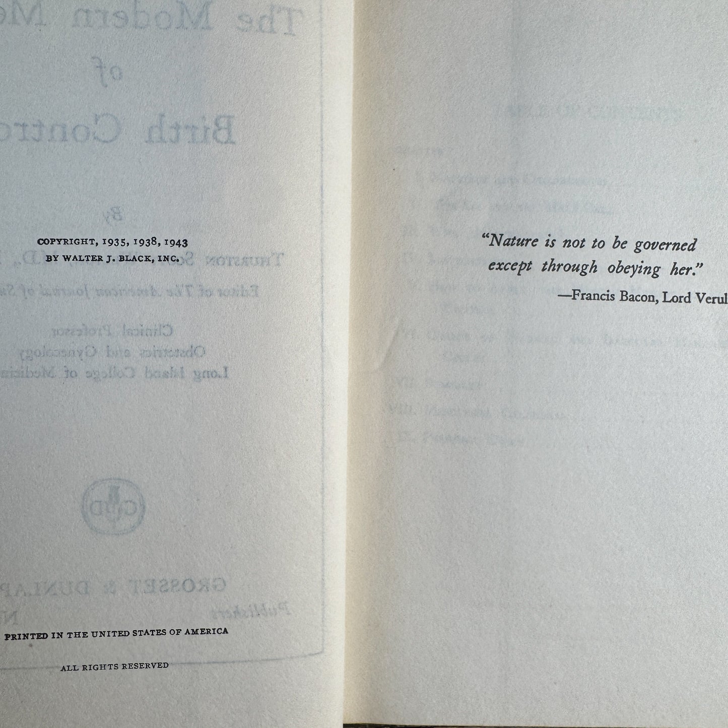 The Modern Method of Birth Control, Thurston Scott Welton M.D., 1943