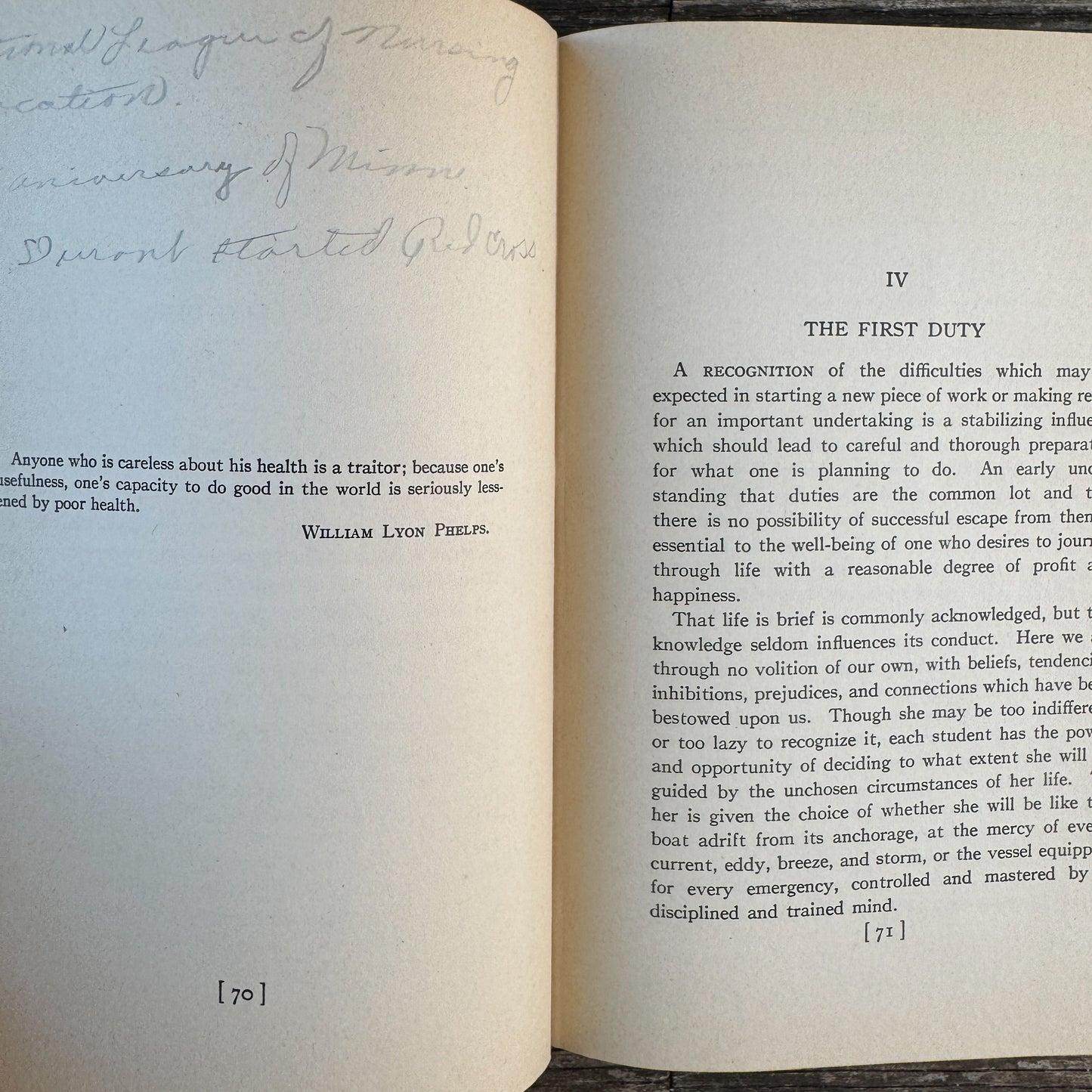 Ethics: Talks to Nurses, 1930 School Book