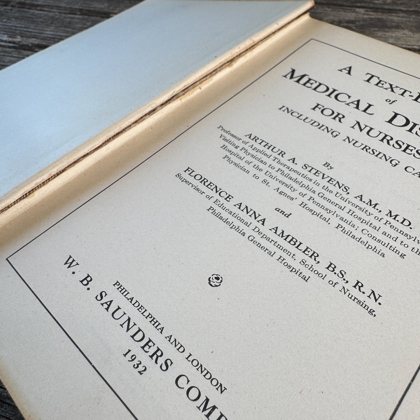 A Text-Book of Medical Diseases for Nurses, Stevens & Ambler, 1931