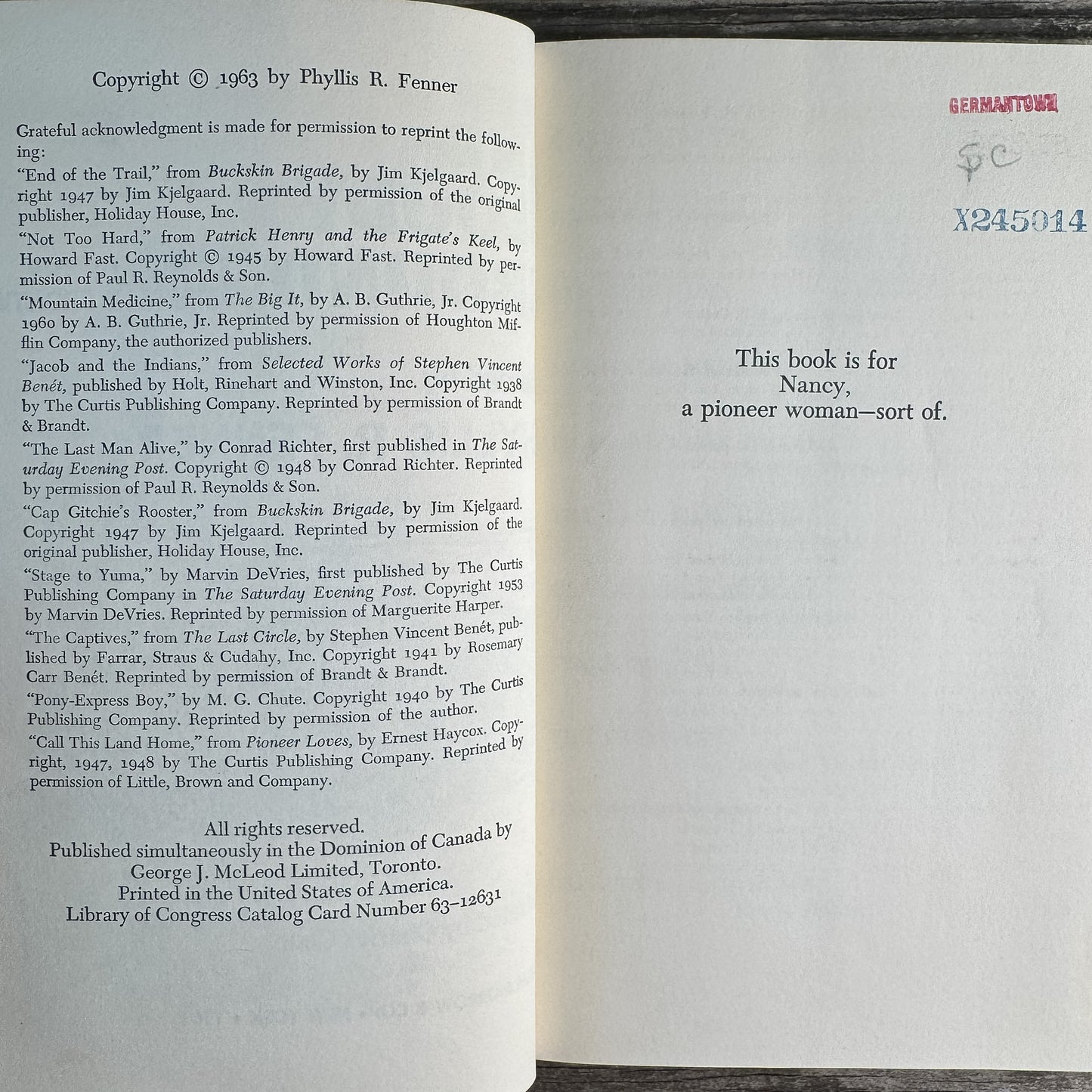 The Dark and Bloody Ground, Phyllis R. Fenner, 1963
