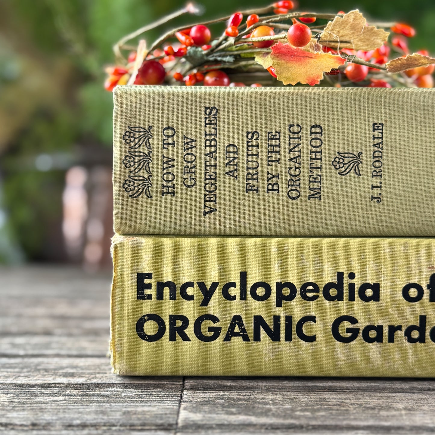 Vintage Mustard Yellow/Green Organics Gardening Book Set