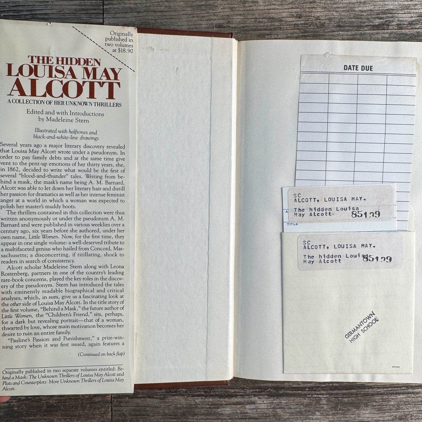The Hidden Louisa May Alcott: A Collection of Her Own Unknown Thrillers, Madeleine Stern, 1984