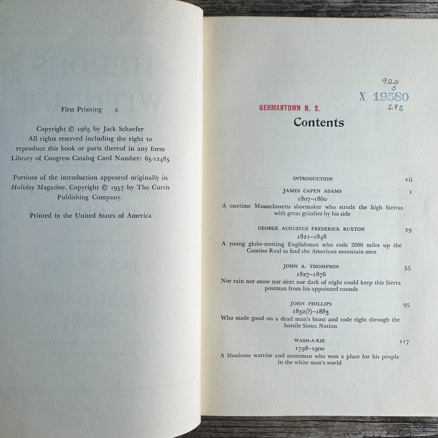 Heroes Without Glory: Some Good Men of the Old West, Jack Schaefer, 1965, First Printing