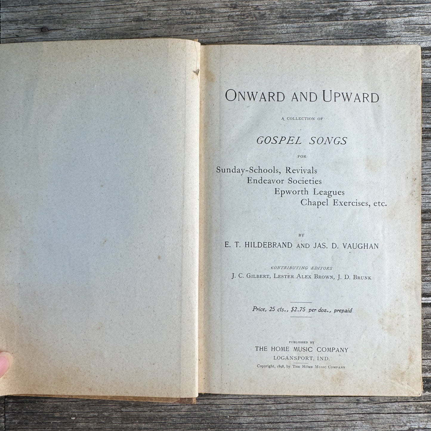Onward and Upward: A Collection of Gospel Songs, 1898