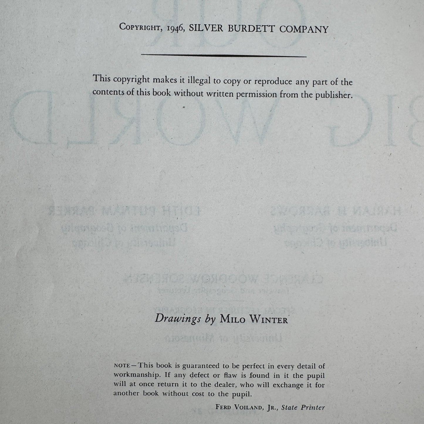 Our Big World, 1946 Geography School Book, Milo Winter