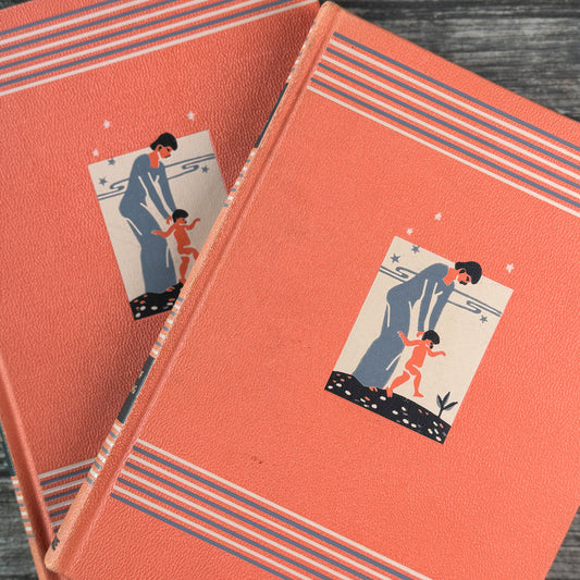 Vintage Set of 2 Orange Childcraft Books, 1947
