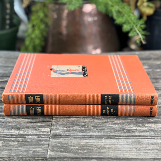 Vintage Set of 2 Orange Childcraft Books, 1947
