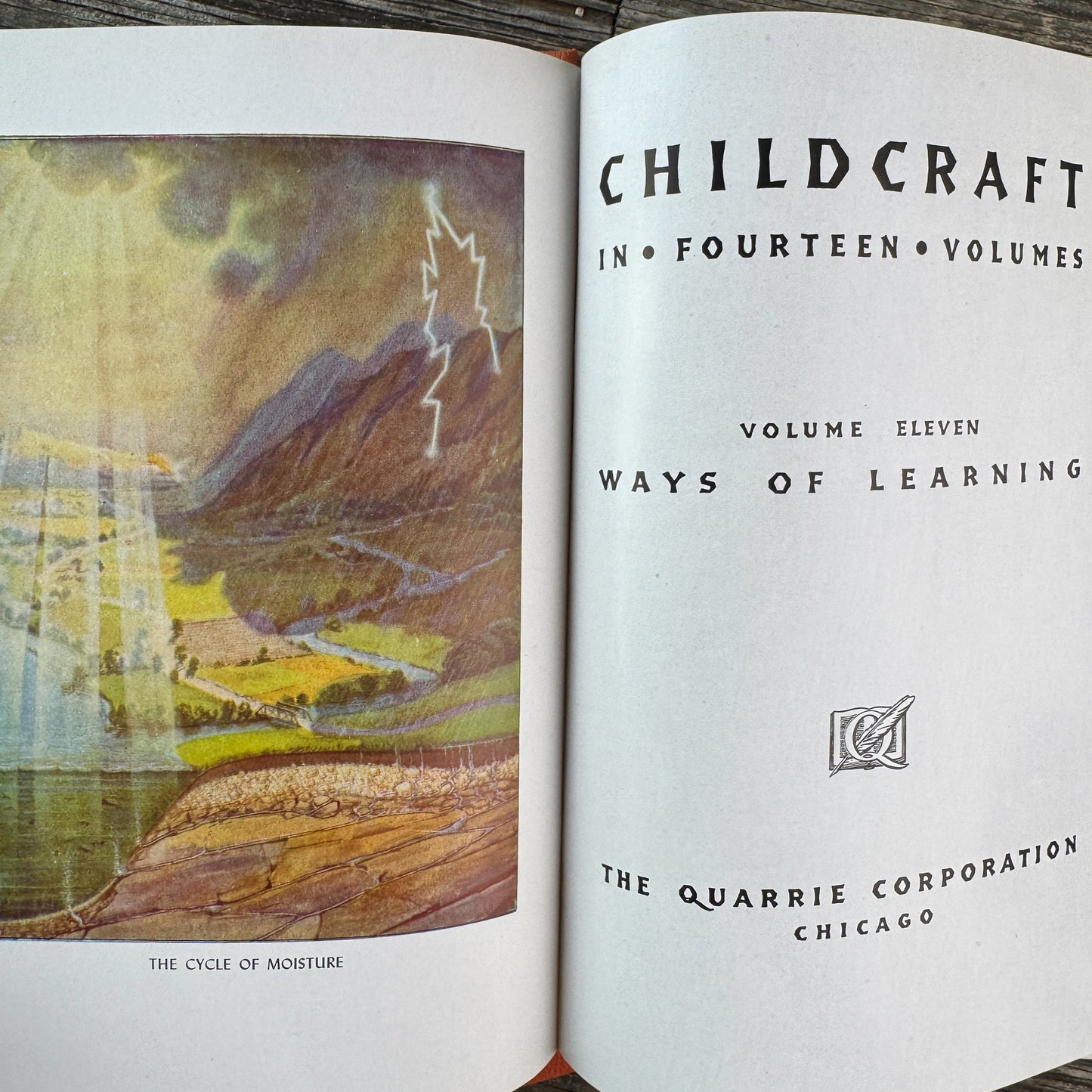 Vintage Set of 2 Orange Childcraft Books, 1947