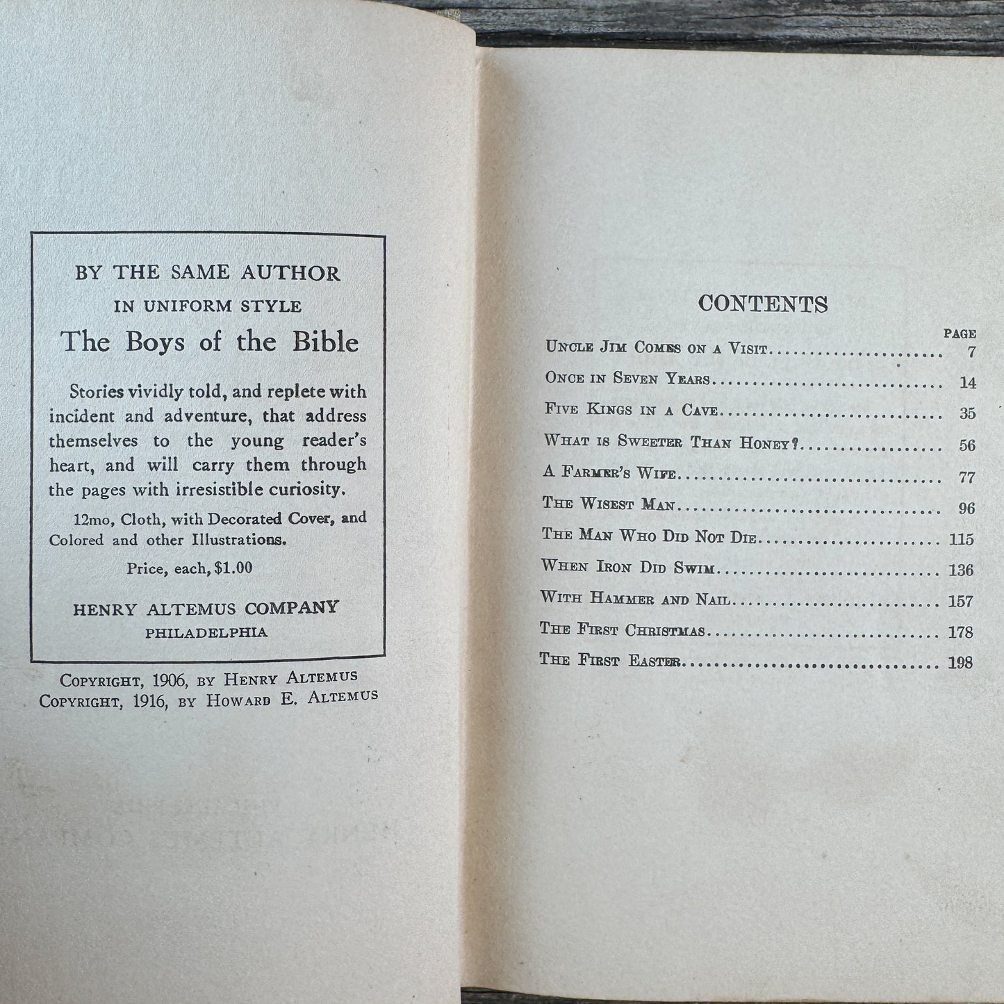 Uncle Jim's Bible Stories, 1916, Hardcover