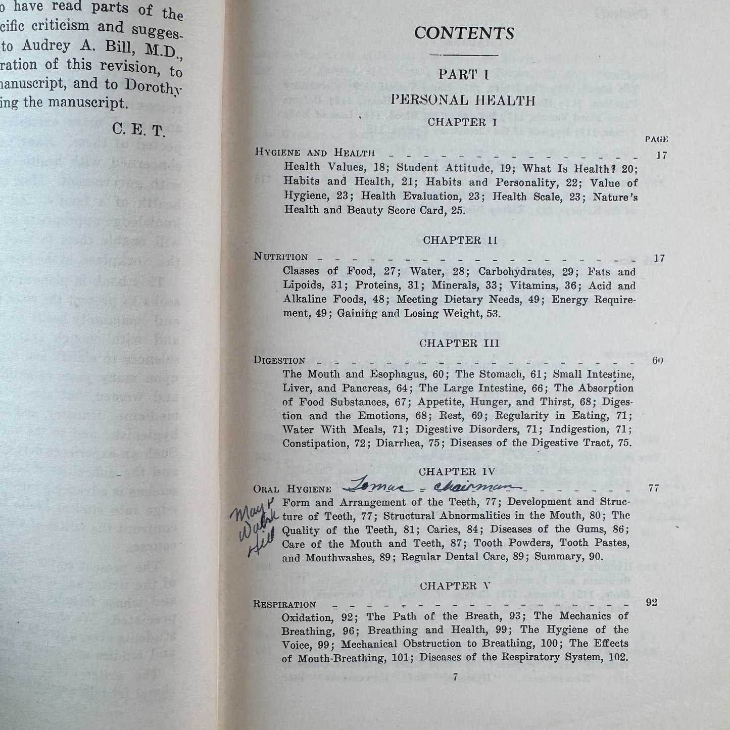 Personal and Community Health, C. E. Turner, 1943, Seventh Edition