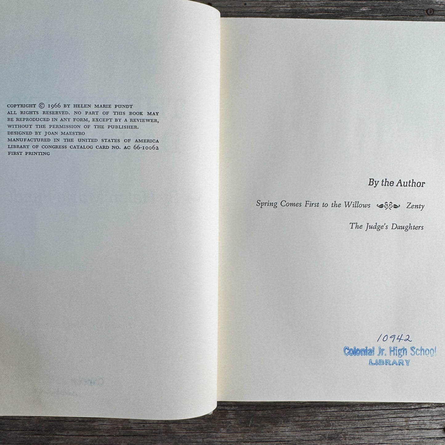 The Judge's Daughters, Helen Marie Pundt, 1966, First Printing