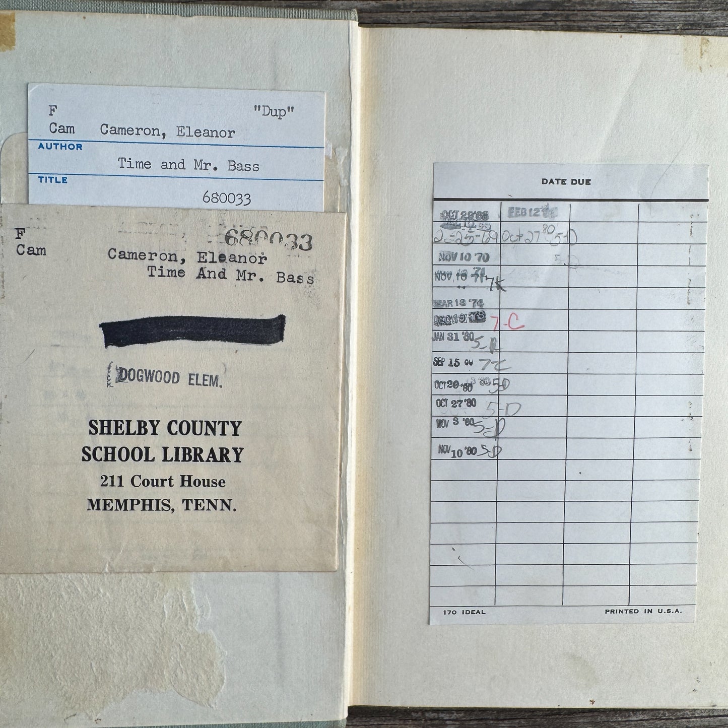 Time and Mr. Bass, Eleanor Cameron, 1967, First Edition