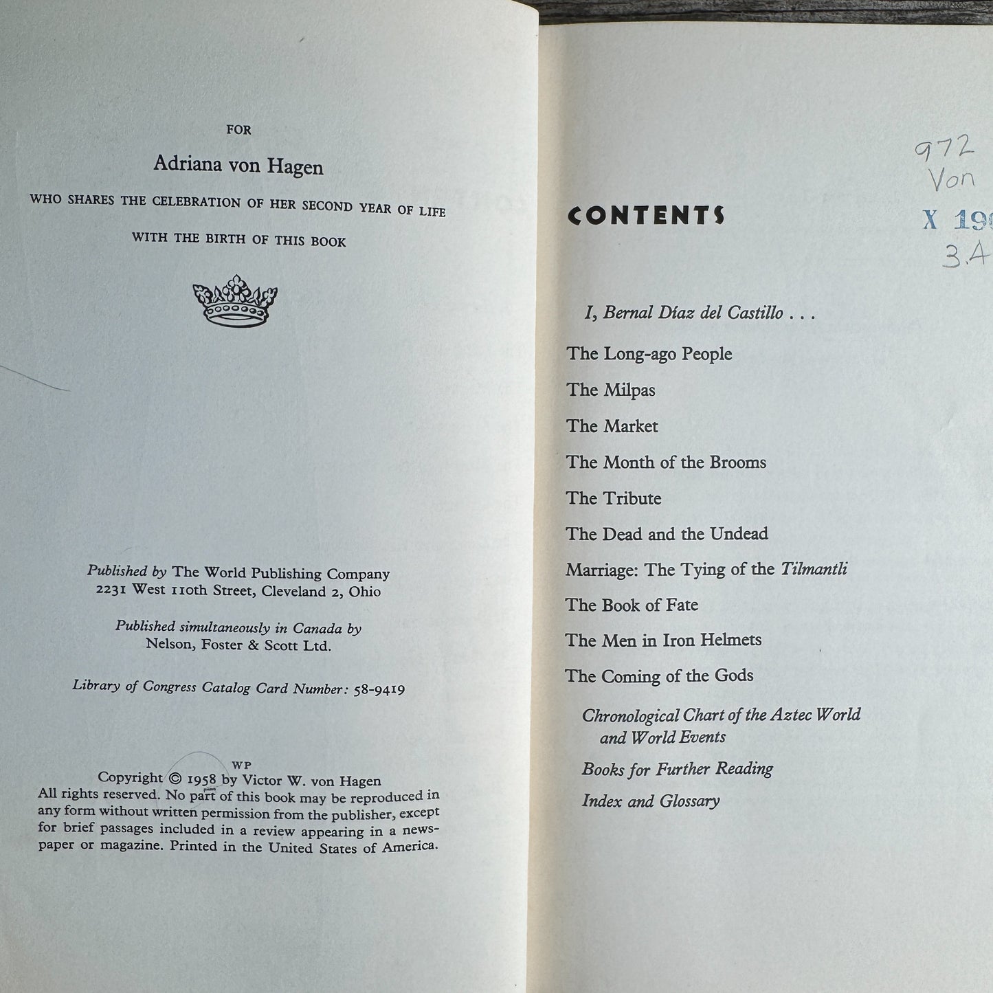 The Sun Kingdom of the Aztecs, Victor W. von Hagen, 1958