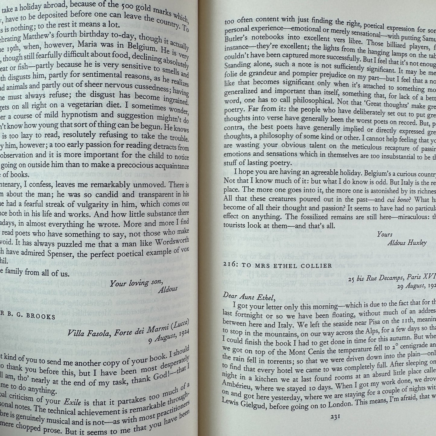Letters of Aldous Huxley, Edited by Grover Smith, 1969 First U.S. Edition