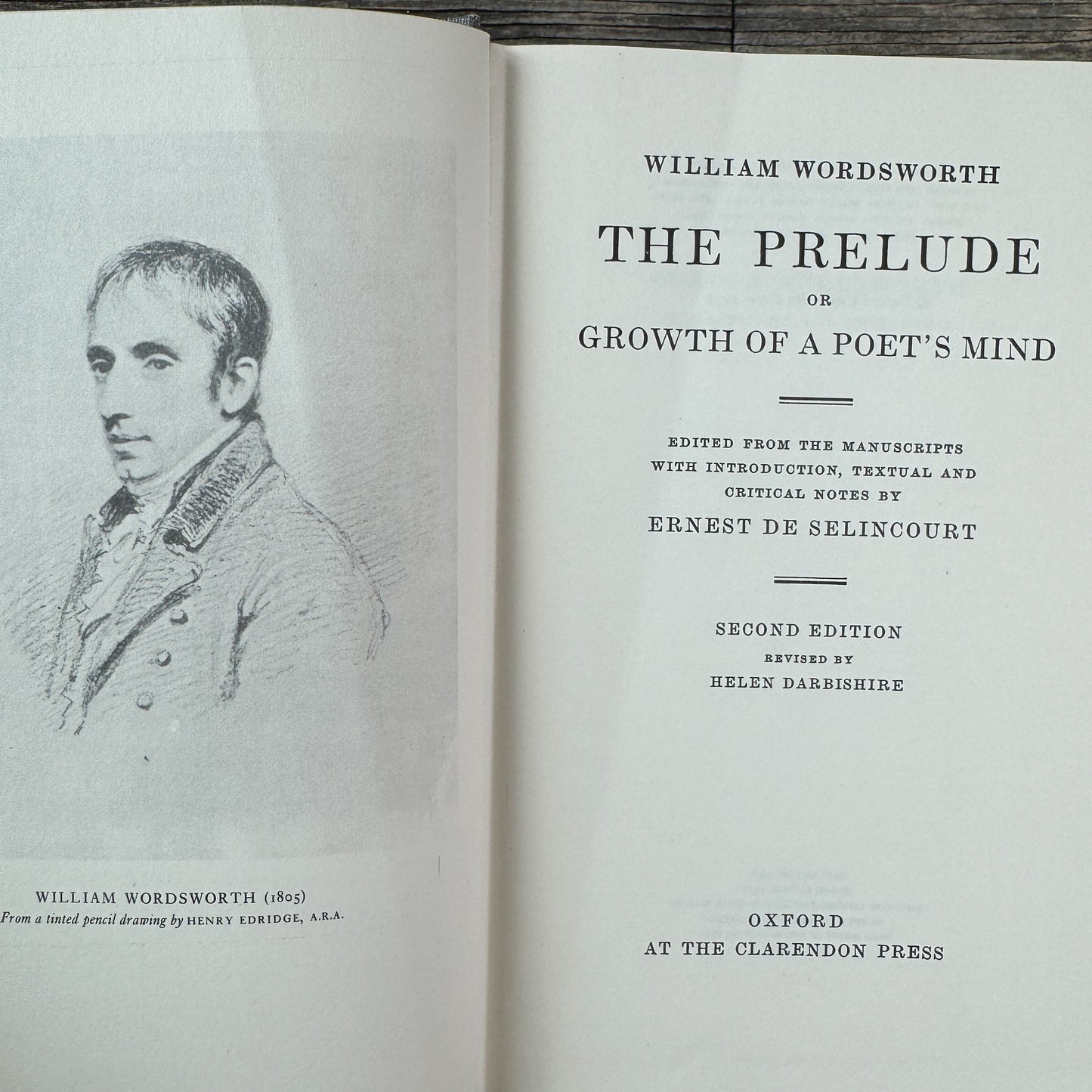 The Prelude or Growth of a Poet's Mind, William Wordsworth, 1959 Clarendon Press Edition