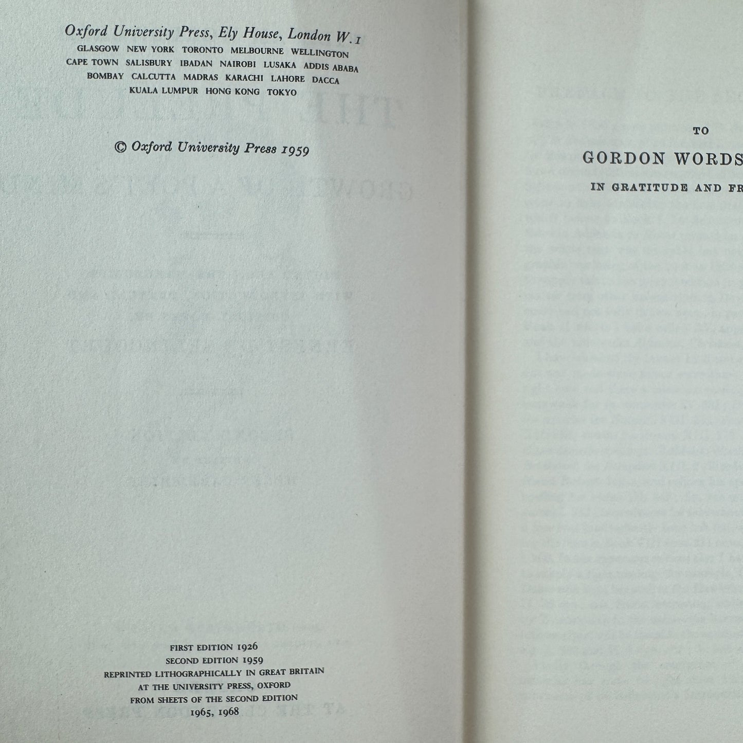 The Prelude or Growth of a Poet's Mind, William Wordsworth, 1959 Clarendon Press Edition