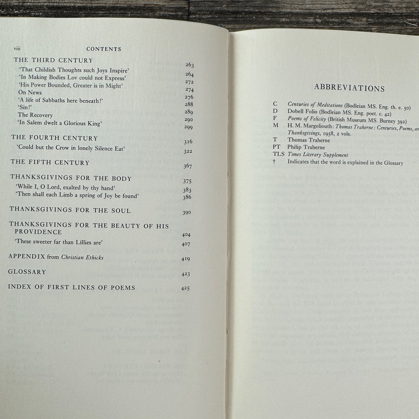 Thomas Traherne: Poems, Centuries and Three Thanksgivings, Edited by Anne Ridler, 1966