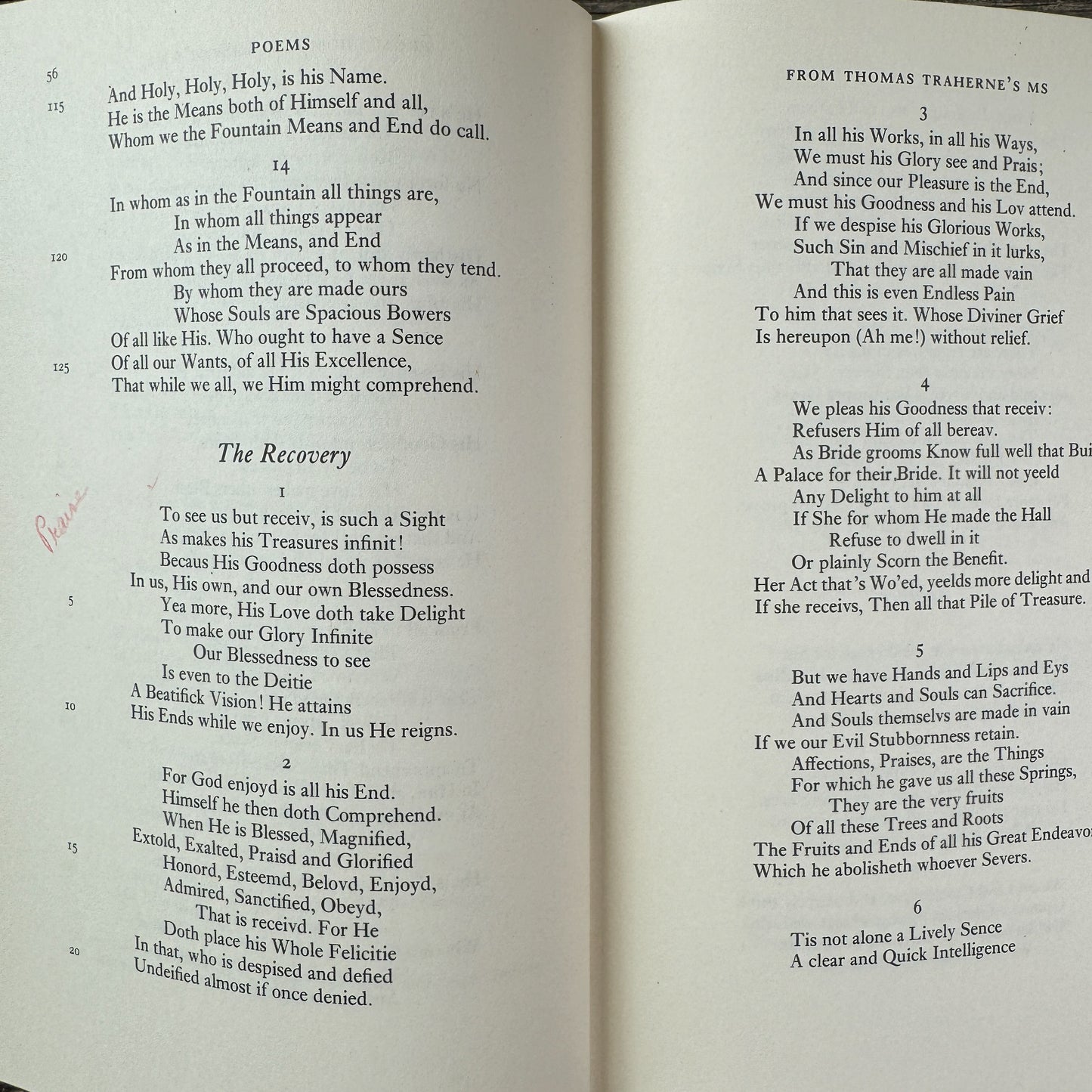 Thomas Traherne: Poems, Centuries and Three Thanksgivings, Edited by Anne Ridler, 1966