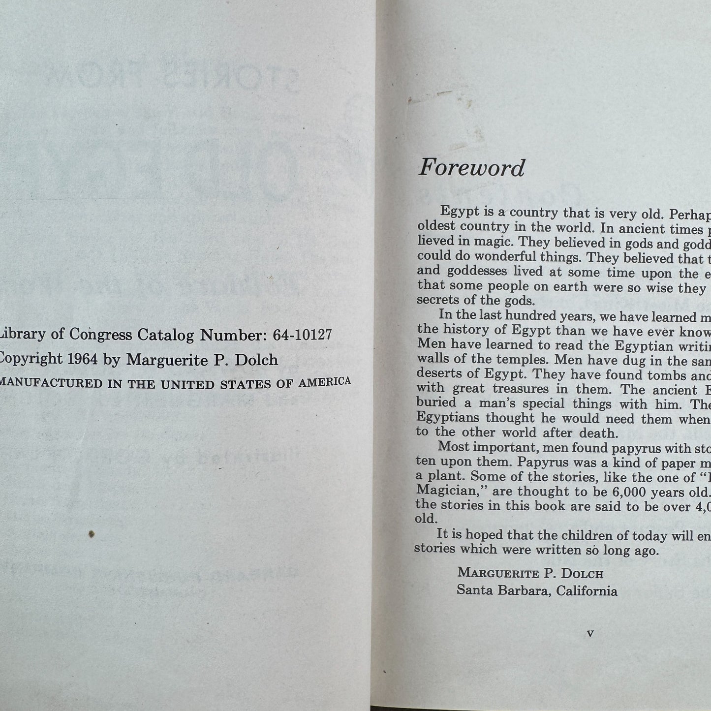 Stories from Old Egypt, Edward and Marguerite P. Dolch, 1964