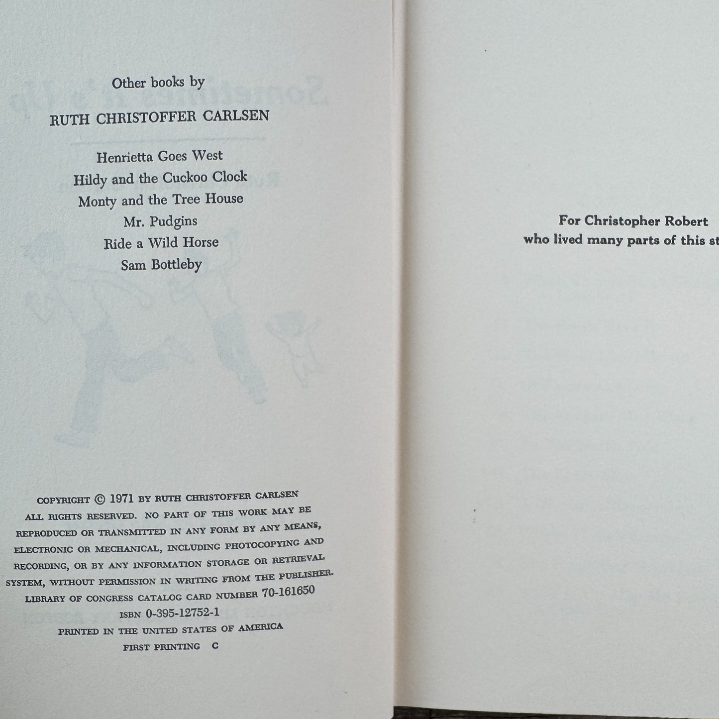 Sometimes It's Up, Ruth Christoffer Carlsen, 1971 First Edition