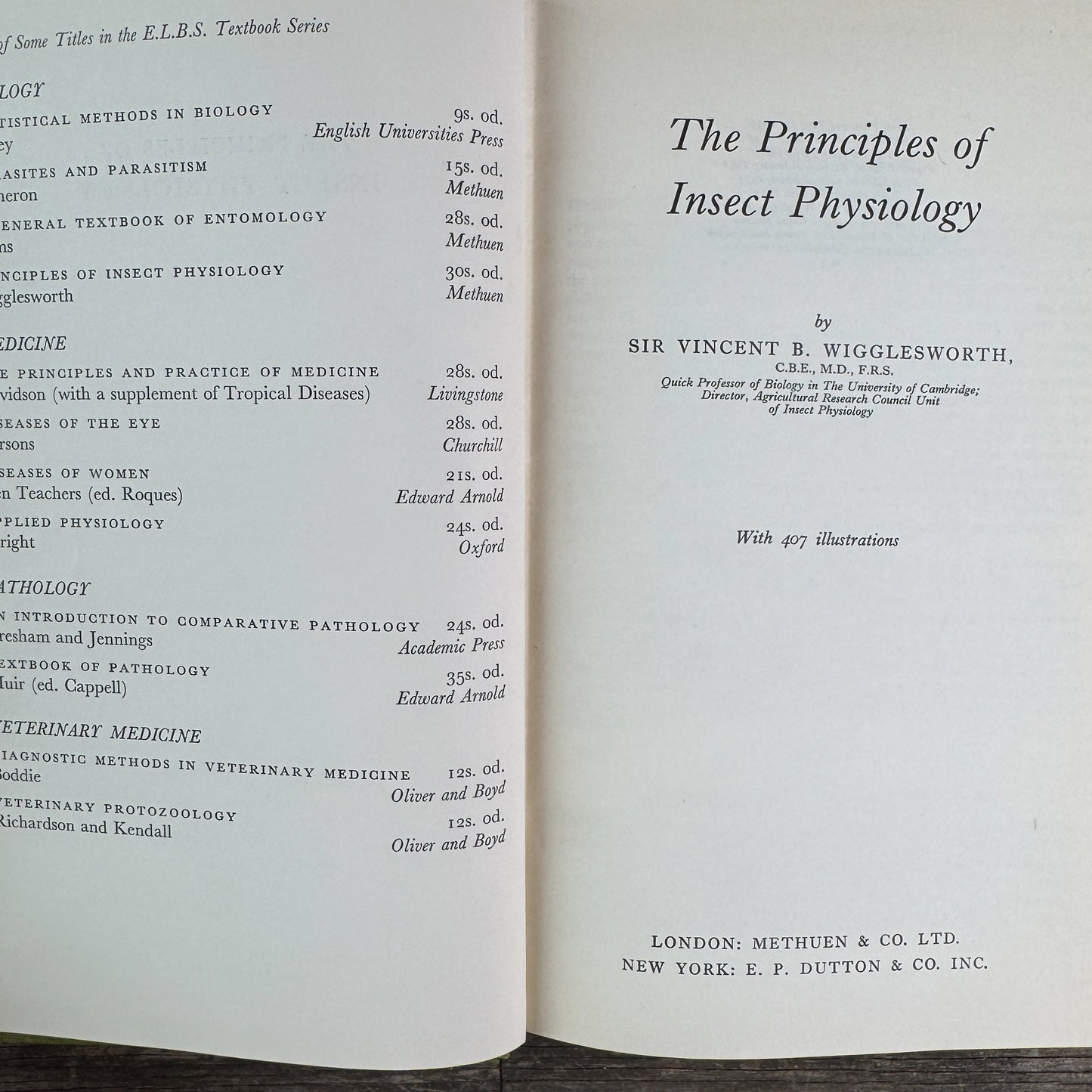 The Principles of Insect Physiology, V.B. Wigglesworth, 6th Ed, 1965