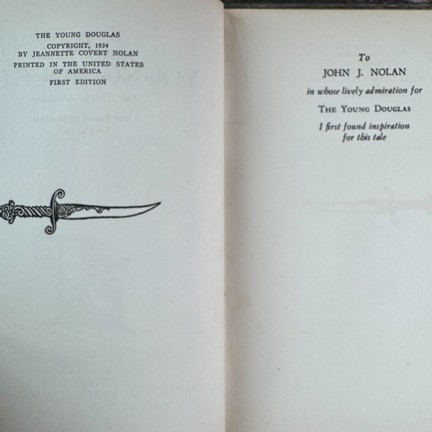 The Young Douglas, Jeannette Covert Nolan, 1934, First Edition