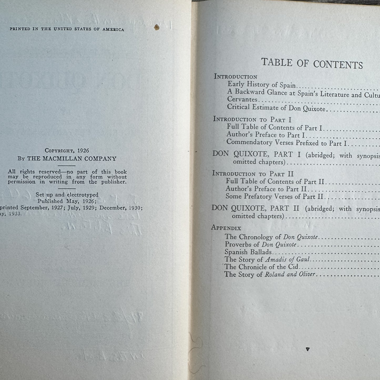 Don Quixote, Cervantes, 1926, Macmillan Modern Readers' Series