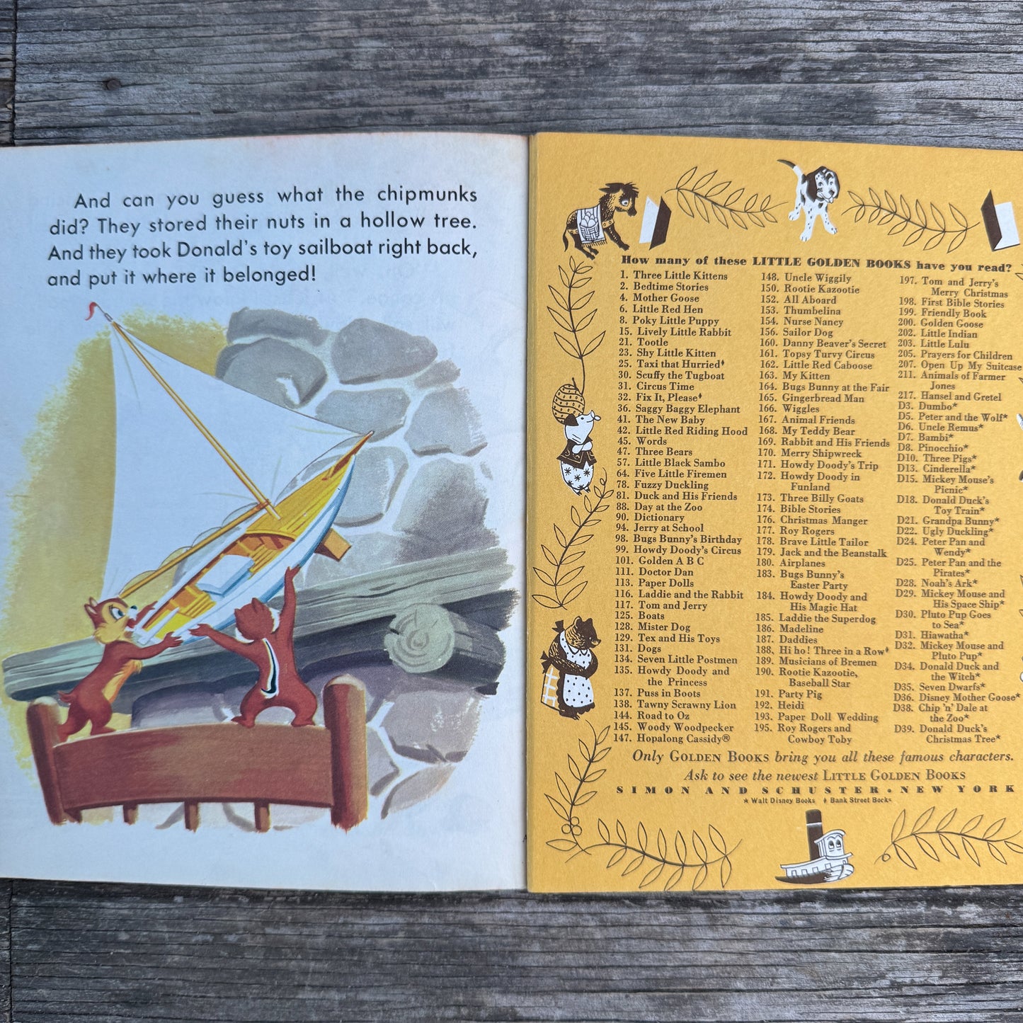 Walt Disney’s Donald Duck’s Toy Sailboat, Little Golden Book, 1954, "A"