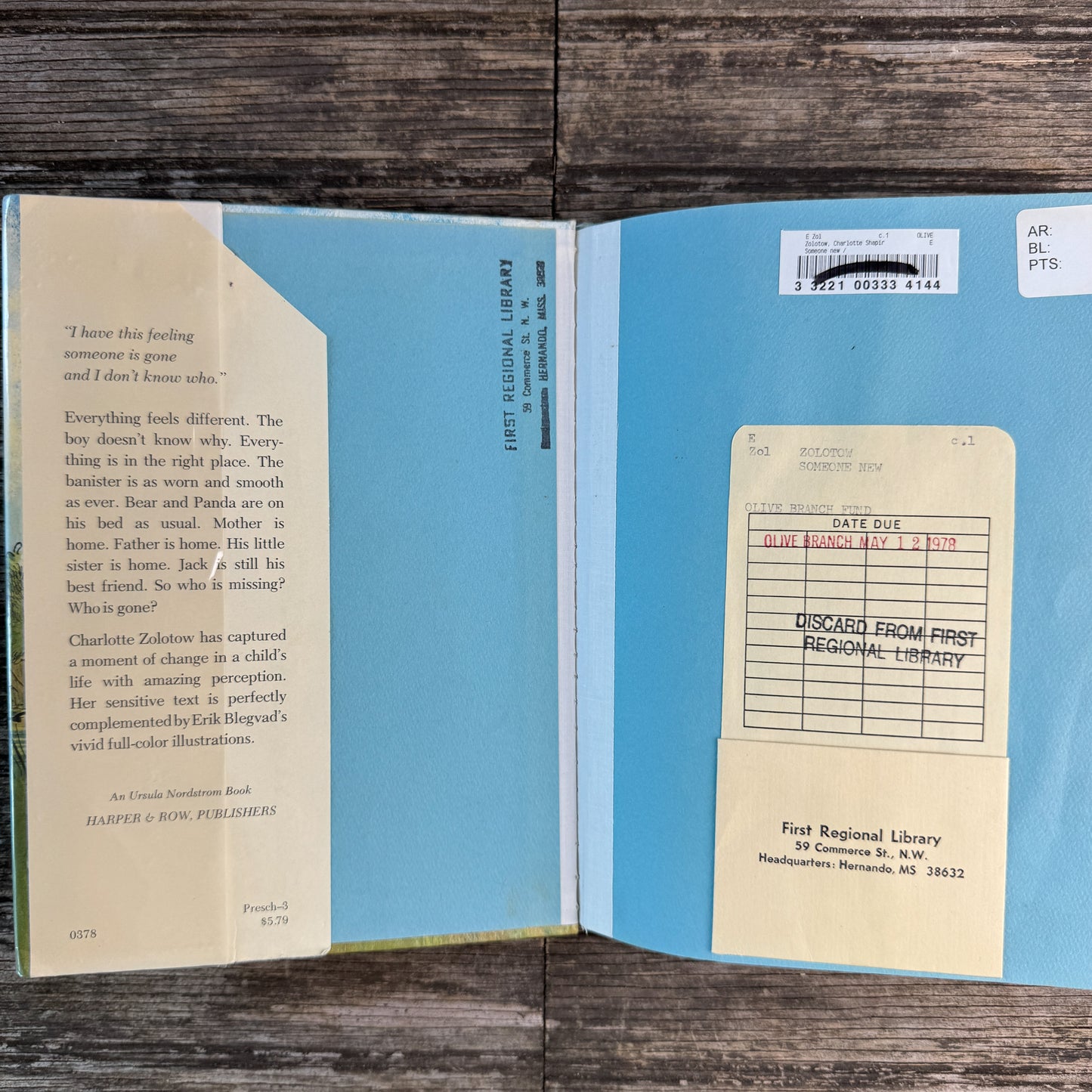 Someone New, Charlotte Zolotow, 1978, First Edition