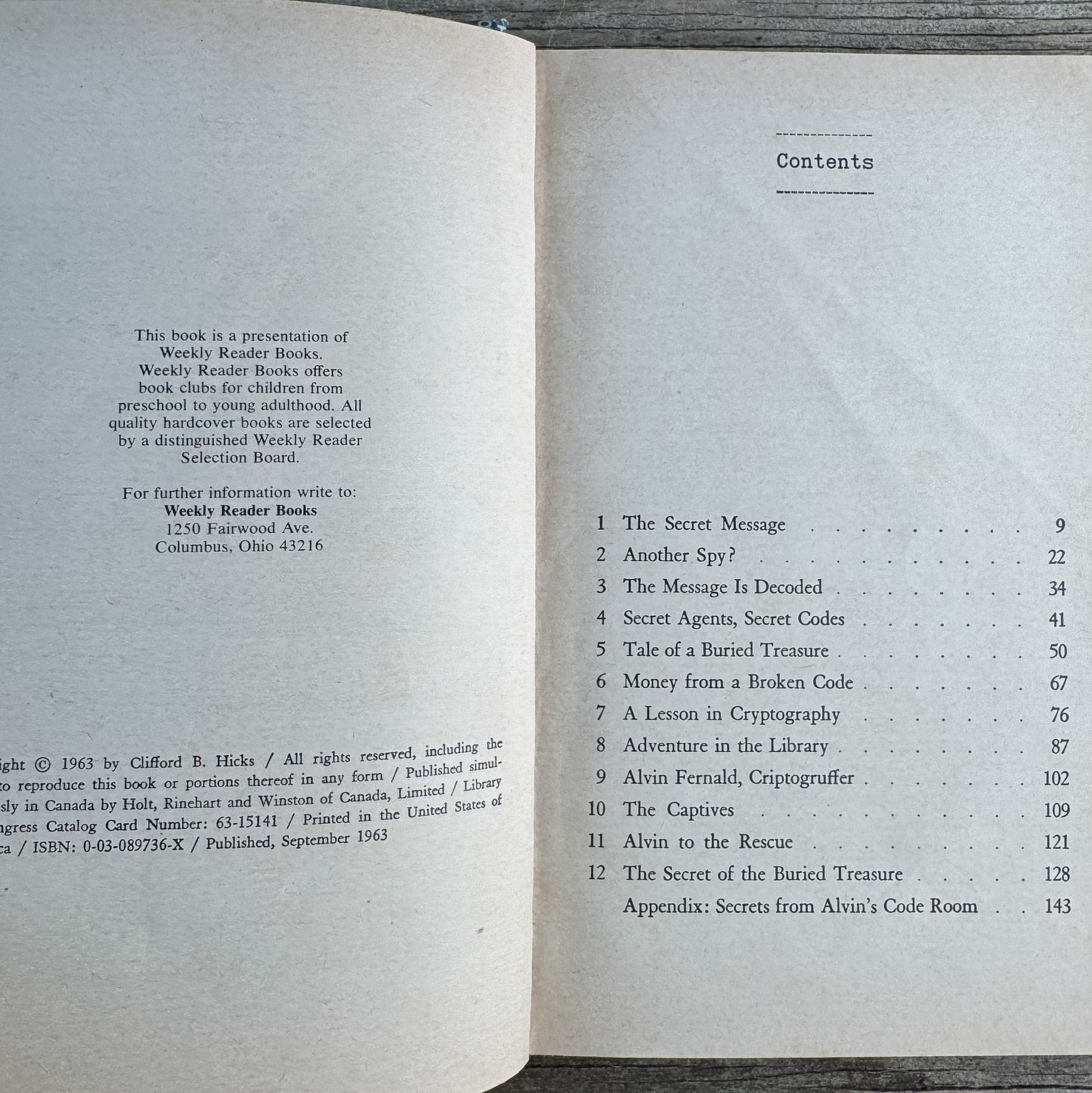 Alvin's Secret Code, Clifford B. Hicks, 1963, Weekly Reader Edition