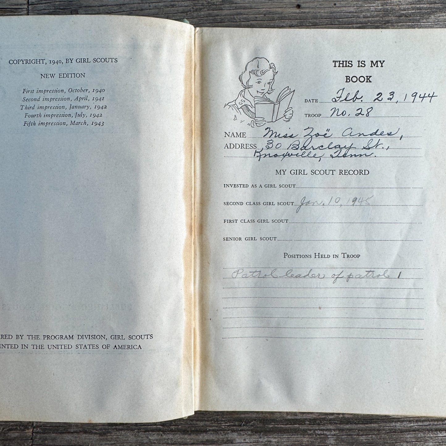 Girl Scout Handbook, Girl Scouts Inc., 1940, Fifth Impression 1943