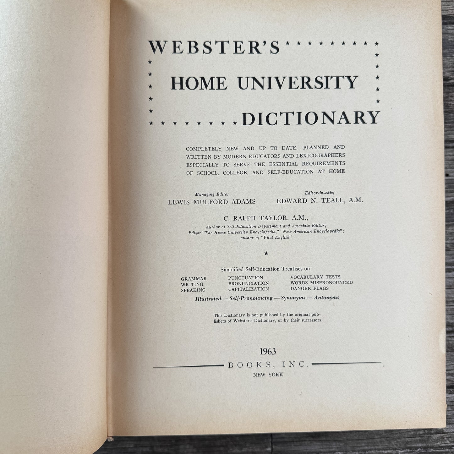 Webster's Home University Dictionary,  1963 Oversized Reference Book