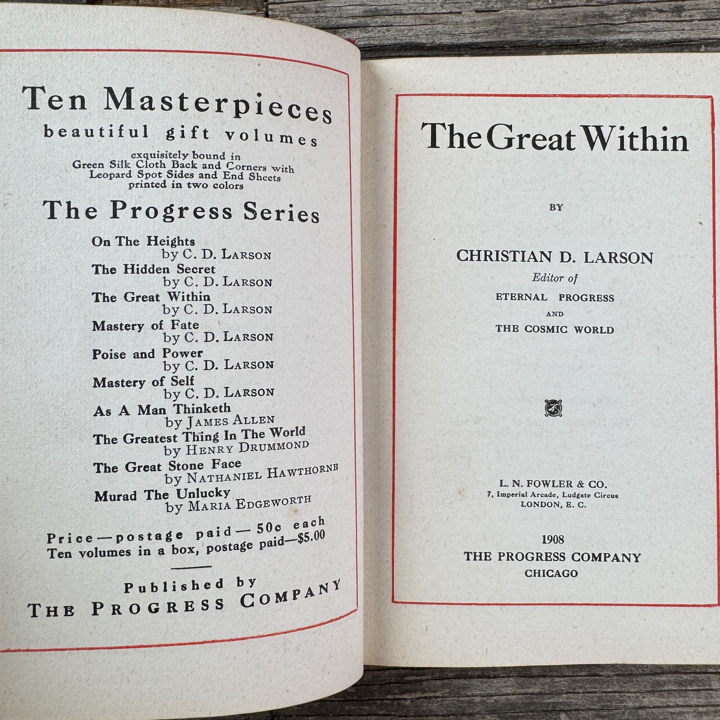 The Great Within, Christian D. Larson, 1908 Metaphysics and Spirituality