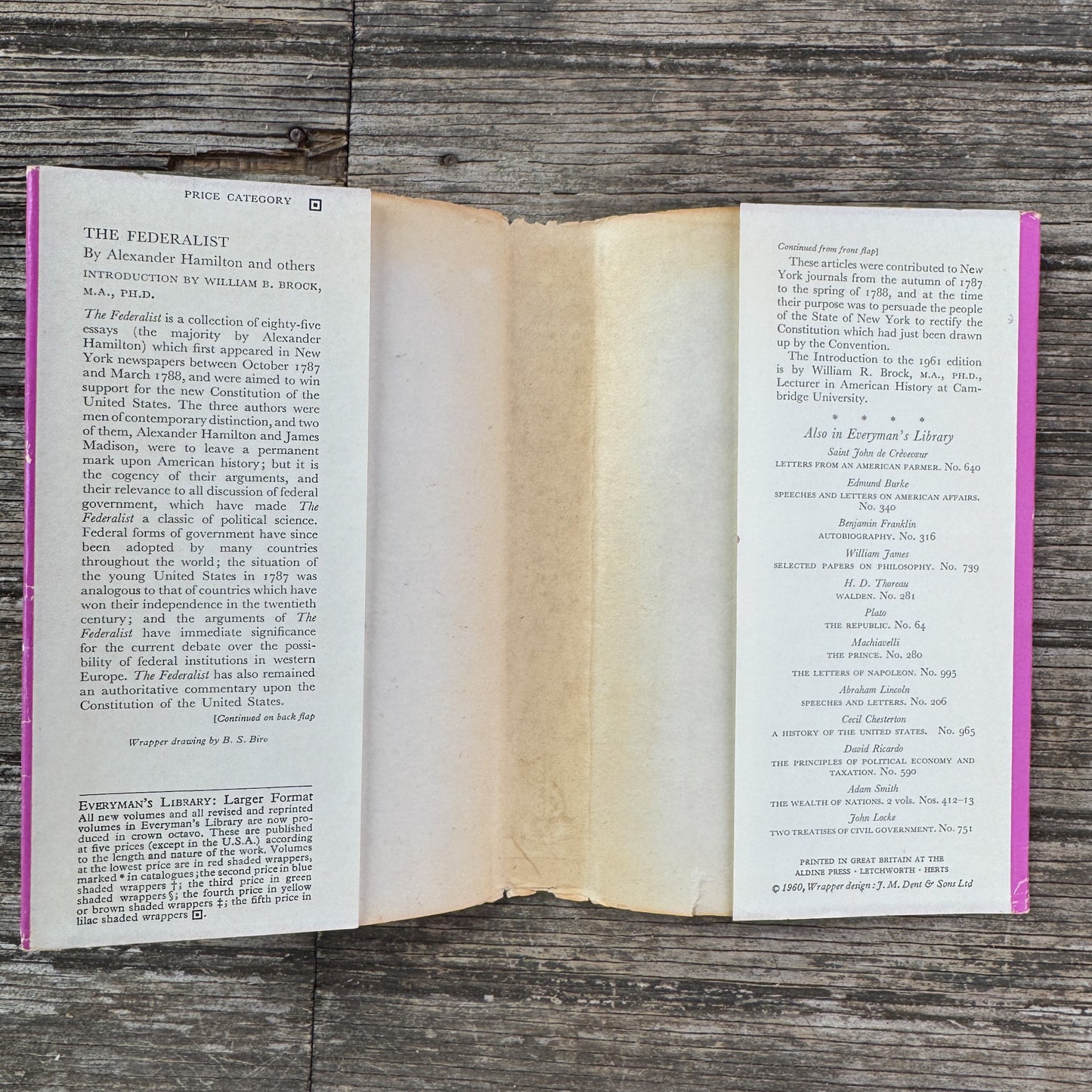 The Federalist by Alexander Hamilton, James Madison, John Jay, Everyman's Library, 1965