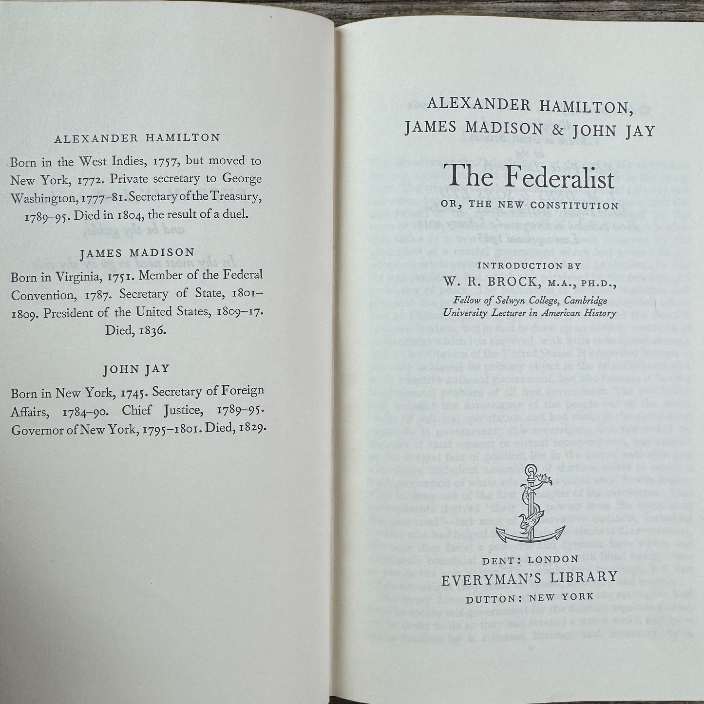 The Federalist by Alexander Hamilton, James Madison, John Jay, Everyman's Library, 1965