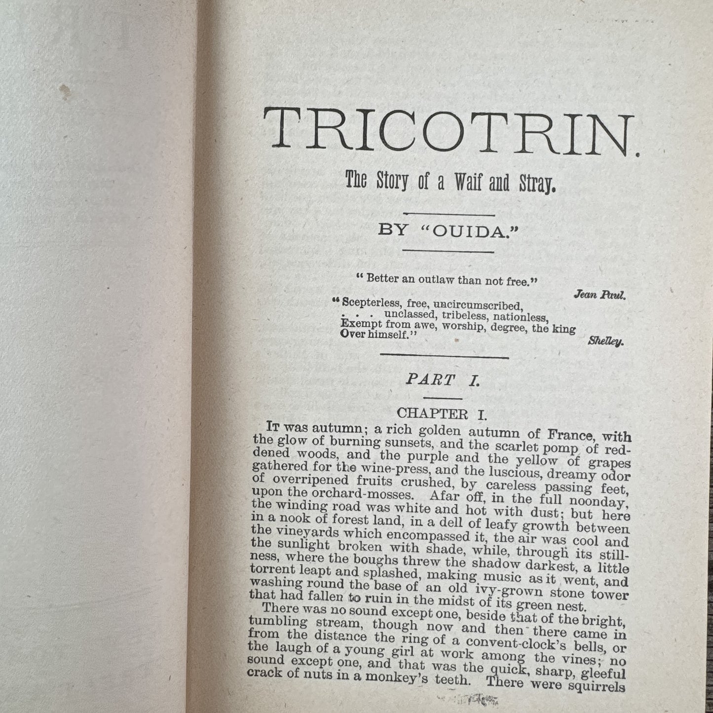 Tricotrin, Ouida, Street & Smith Edition, Antique Paris Fiction