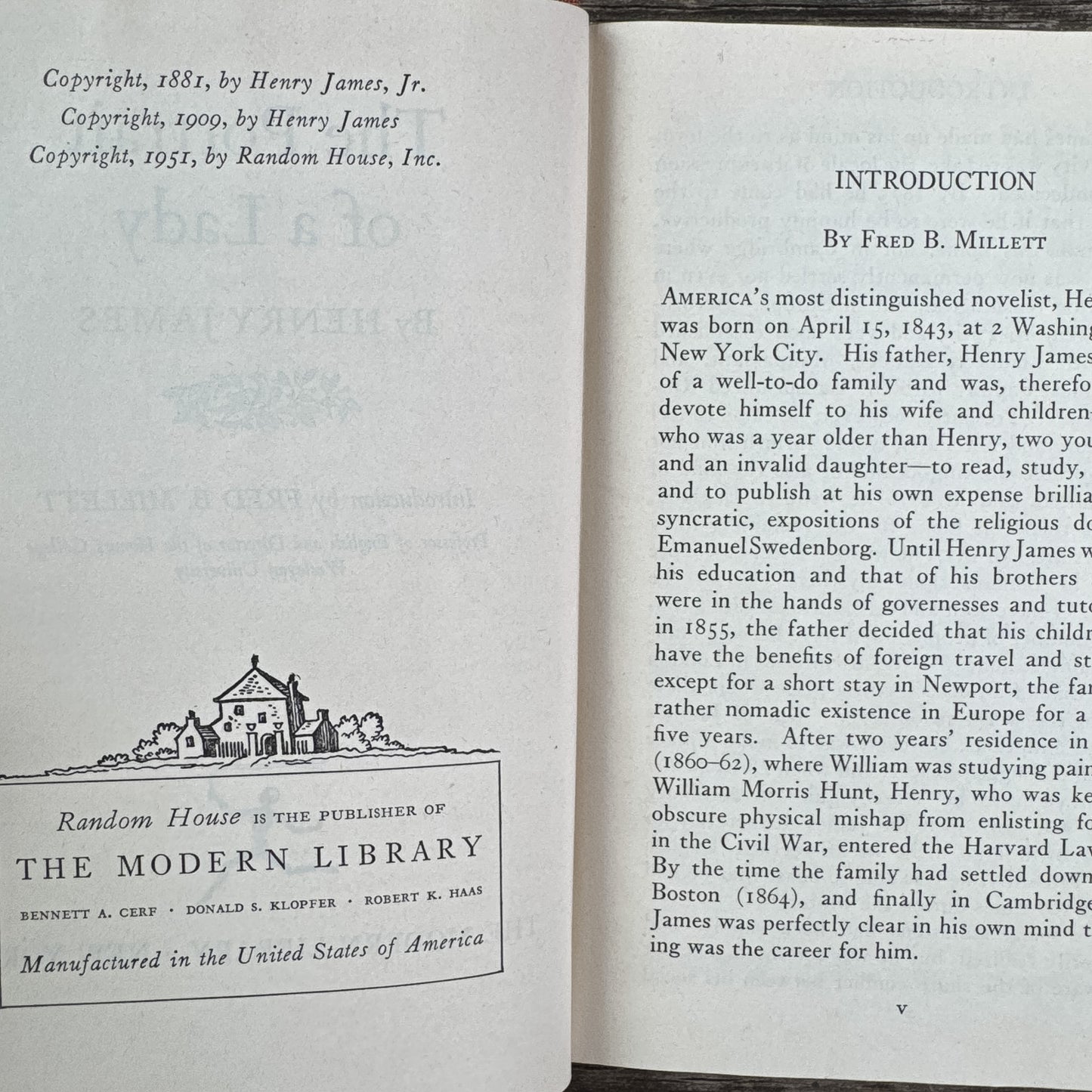 The Portrait of a Lady, Henry James, Modern Library Edition, 1951