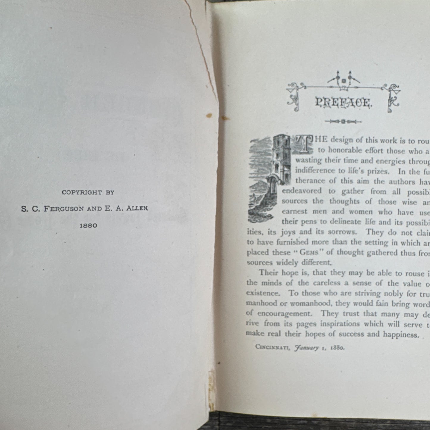 The Golden Gems of Life, or Gathered Jewels for the Home Circle, S.C. Ferguson & E.A. Allen, Ornate 1884 Hardcover