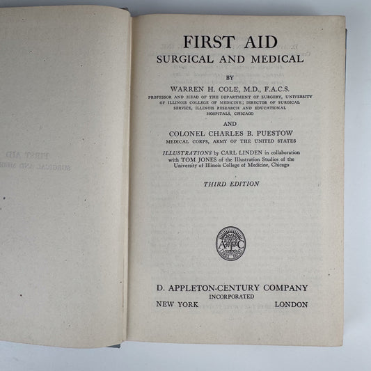 First Aid Surgical and Medical, 1945 Illustrated Hardcover