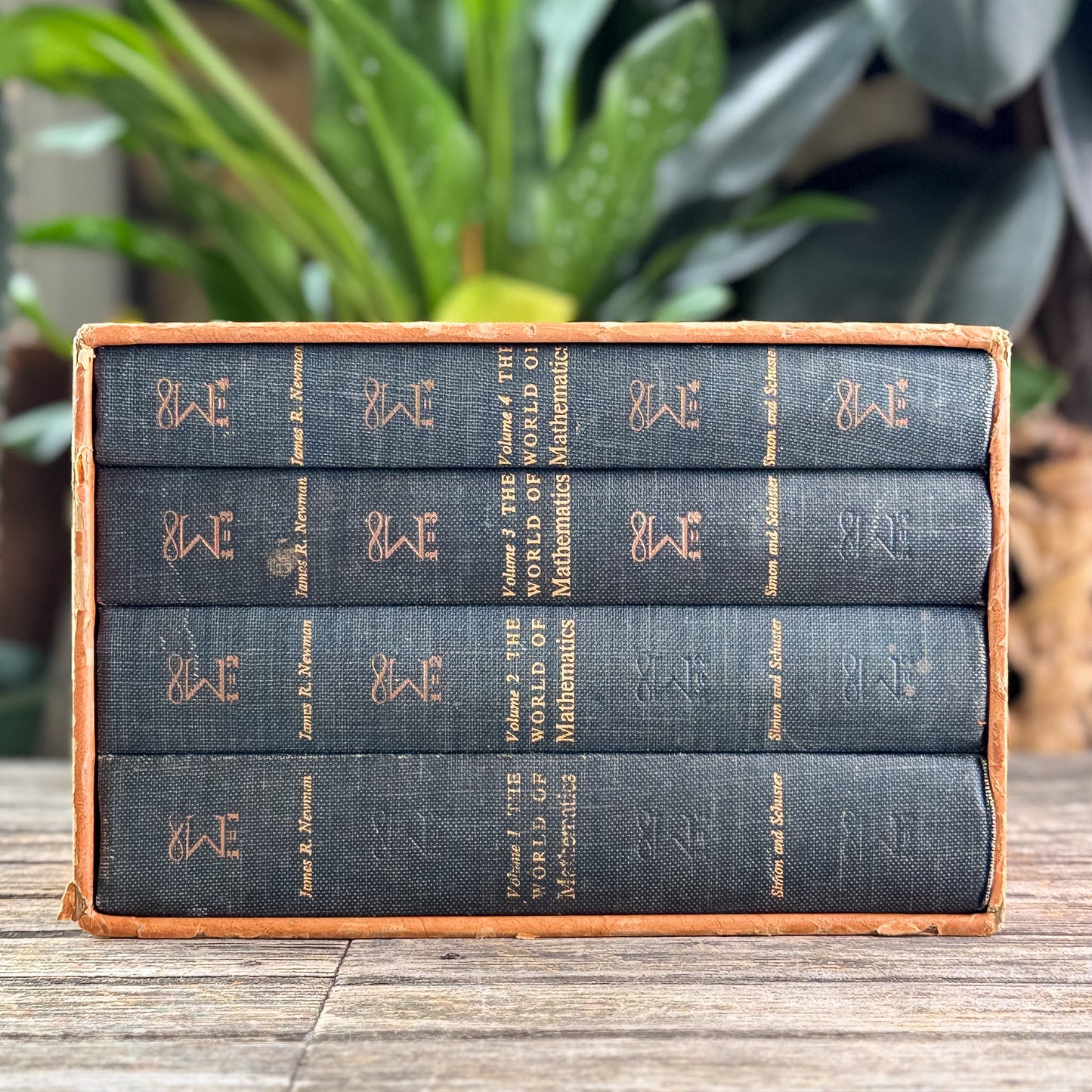 The World of Mathematics Boxed Set 1956, Blue Mid Century Slipcased Book Set
